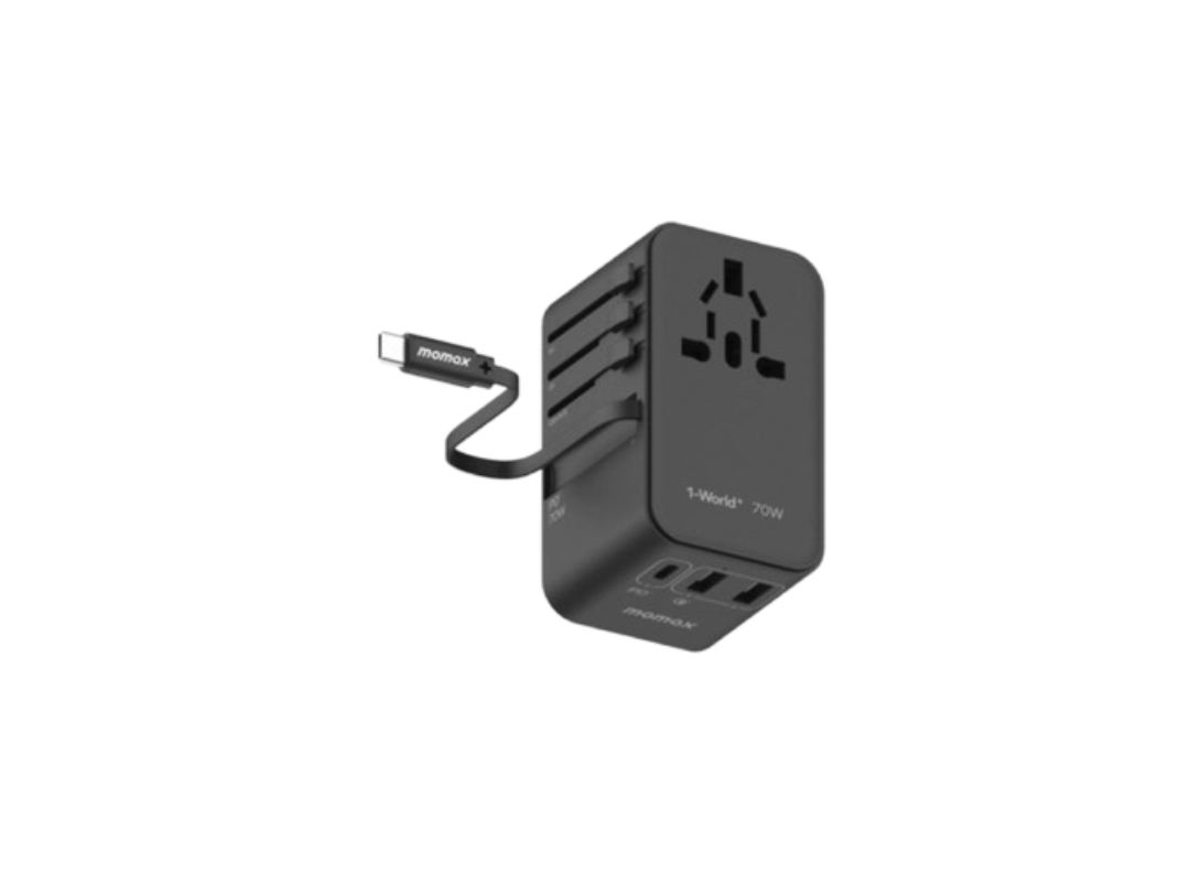 Buy Momax 1-World+ 70W GaN Travel Adapter - USB-C, USB-A, AC Outlet Black in Qatar Buy Momax 1-World+ 70W GaN Travel Adapter - USB-C, USB-A, AC Outlet Black in Qatar